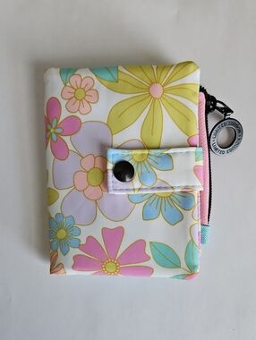 Floral Zip Wallet in Pastel Yellow Pink Blue